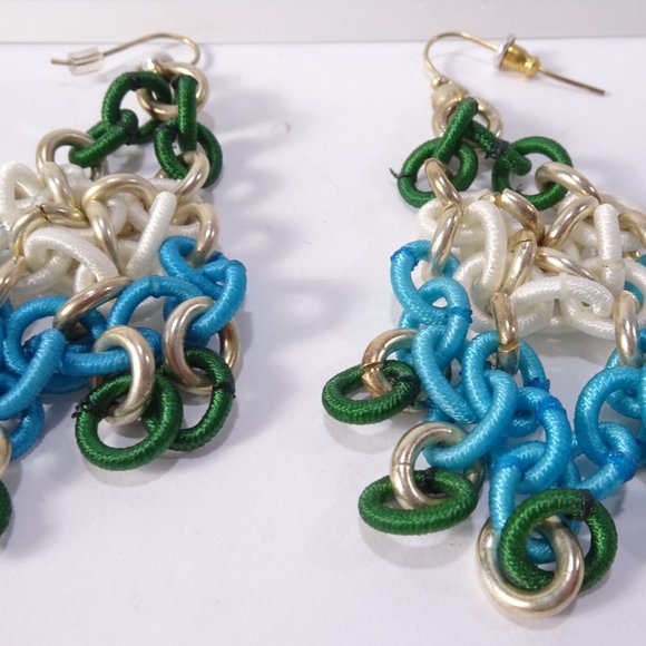 Lee Angel Neiman Marcus mesh Link Chandelier color block French Hook NWT 150 dus - Picture 6 of 15